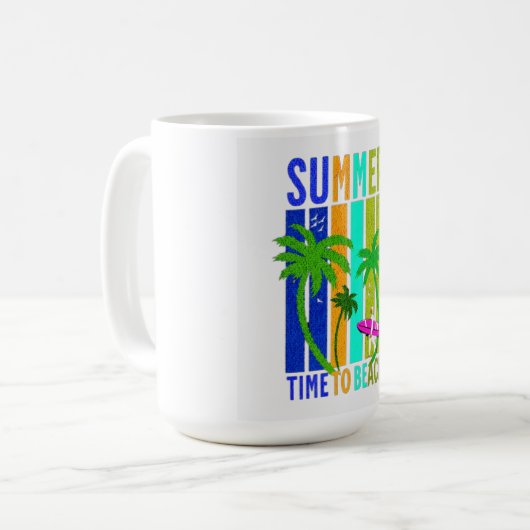 Summer Time to Beach – Retro Surf Vibes Graphic Koffiemok (Voorkant links)