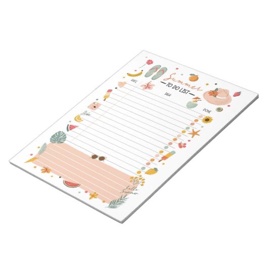 Summer To-Do List Note Pad Bucket List Notitieblok (Schuin)