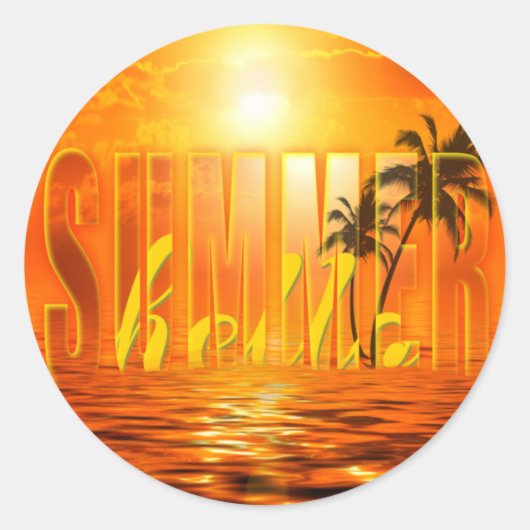 Summer Travel Exotic Palmen Sonne Ronde Sticker (Voorkant)