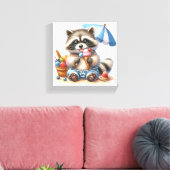 Summer Treats Racoon Canvas Afdruk (Insitu (Woonkamer))