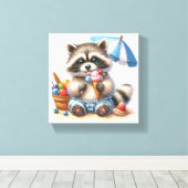 Summer Treats Racoon Canvas Afdruk (Insitu (Houten vloer))
