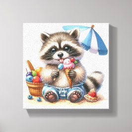 Summer Treats Racoon Canvas Afdruk