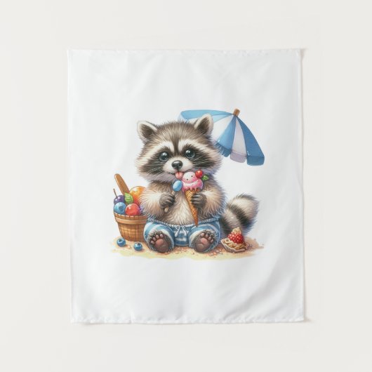 Summer Treats Racoon Wandkleed (Voorkant)