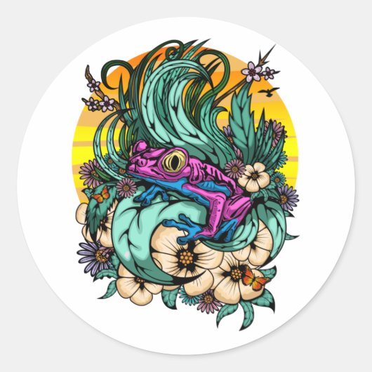 Summer Tree Frog Ronde Sticker (Voorkant)