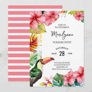 Summer Tropical 50th Birthday Invitation Kaart