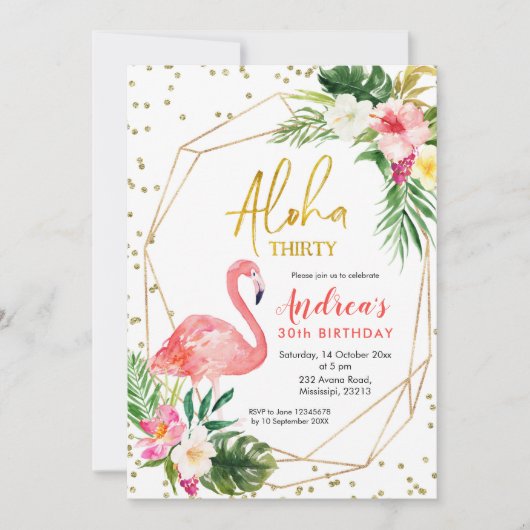 Summer Tropical Aloha Derty Invitation Kaart (Voorkant)