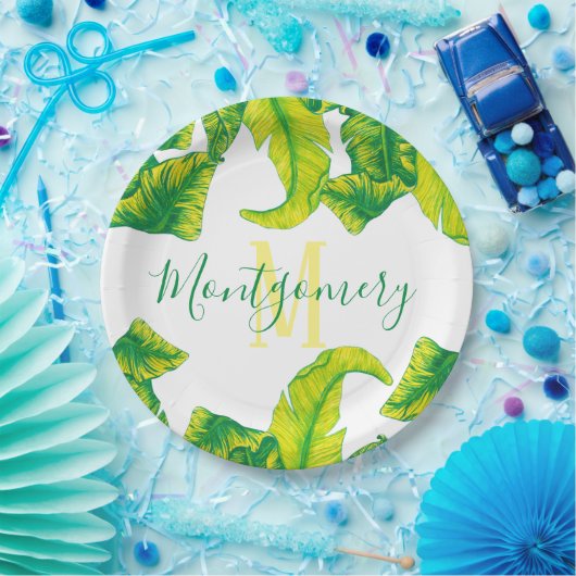 Summer Tropical Banana Leaves Papieren Bordje (Feest)