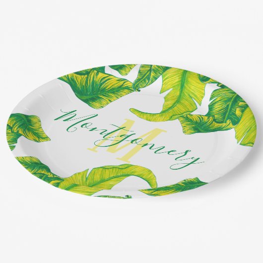Summer Tropical Banana Leaves Papieren Bordje (Gekanteld)