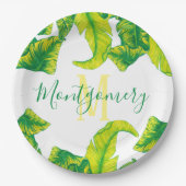 Summer Tropical Banana Leaves Papieren Bordje (Voorkant)