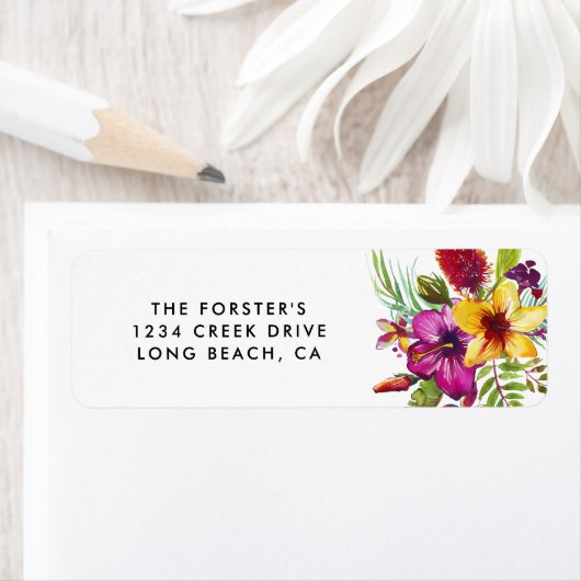 Summer Tropical Beach Hawaii Floral Etiket (Insitu)