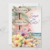 Summer Tropical Beach Luau Save Date Kaart (Voorkant)