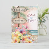 Summer Tropical Beach Luau Save Date Kaart (Staand voorkant)