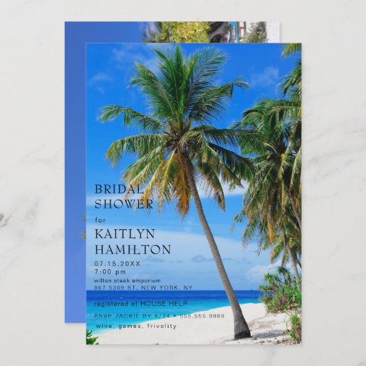 Summer Tropical Beach Palm Vrijgezellenfeest Kaart (Voorkant / Achterkant)