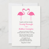 Summer Tropical Beach Pink Flamingo Wedding Kaart (Voorkant)
