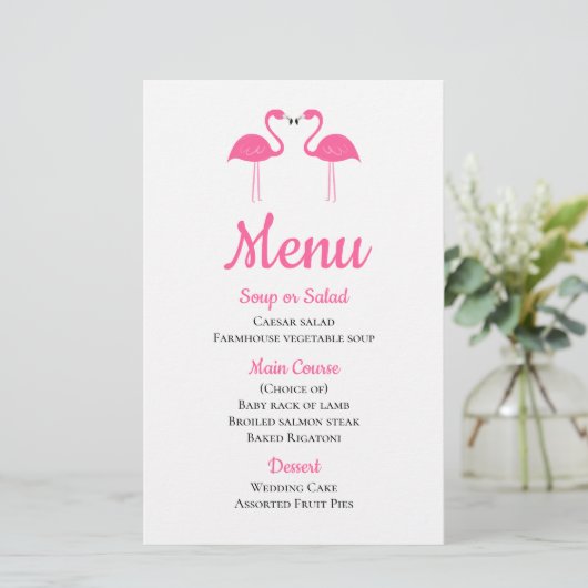 Summer Tropical Beach Pink Flamingo Weduwmenu (Staand voorkant)