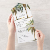 Summer Tropical Beach Wedding All In One Uitnodiging (Afscheurbaar)