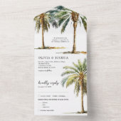 Summer Tropical Beach Wedding All In One Uitnodiging (Binnen)