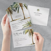 Summer Tropical Beach Wedding All In One Uitnodiging
