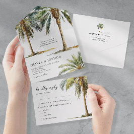 Summer Tropical Beach Wedding All In One Uitnodiging