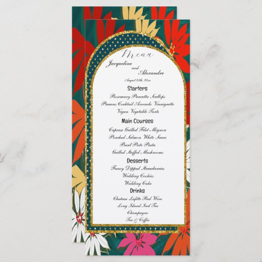 Summer Tropical Big Flowers & Arch Wedding Menu (Voorkant / Achterkant)