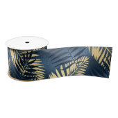 Summer Tropical Blue Palm Leaves Pattern Satijnen Lint (Spoel)