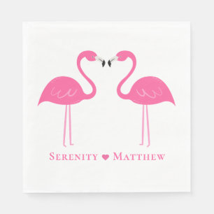 Summer Tropical Cute Pink Flamingo Wedding Napkins Servet