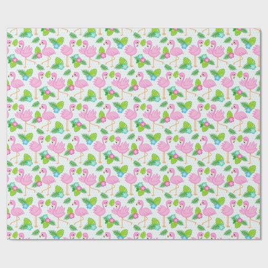 Summer Tropical Flamingo and Floral Pattern Cadeaupapier (Vlak)