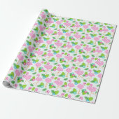 Summer Tropical Flamingo and Floral Pattern Cadeaupapier (Uitgerold)