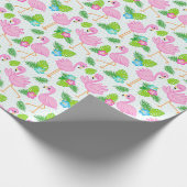 Summer Tropical Flamingo and Floral Pattern Cadeaupapier (Hoek)