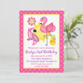 Summer Tropical Flamingo & Parrot Birthday Kaart (Staand voorkant)