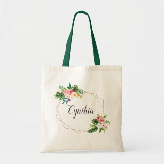 Summer Tropical Floral Geometric Lijst Bridesmaid Tote Bag (Voorkant)