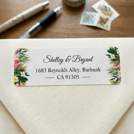 Summer Tropical Floral Leaves Personalized Etiket