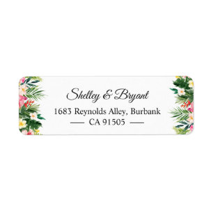 Summer Tropical Floral Leaves Personalized Etiket