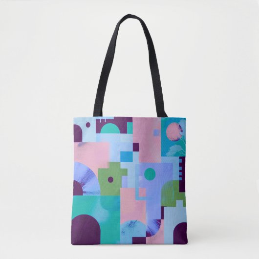 Summer Tropical Floral Tote Bag – Cute Blue Pink B (Voorkant)