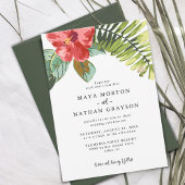 Summer Tropical Flower Palm Leaf Wedding Kaart