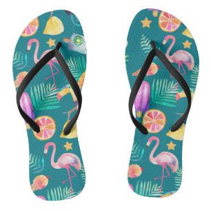 Summer Tropical Fun Blauwgroen Pattern Teenslippers