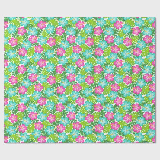 Summer Tropical Hawaiian Floral Pattern Cadeaupapier (Vlak)