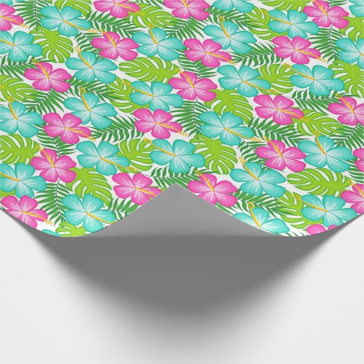 Summer Tropical Hawaiian Floral Pattern Cadeaupapier (Hoek)