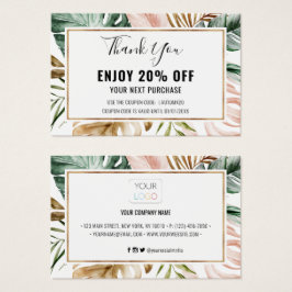 Summer Tropical Leaves Discount Coupon Kaart