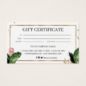 Summer Tropical Leaves Gepersonaliseerd Cadeaubon Visitekaartje (Achterkant)