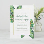Summer Tropical Leaves Wedding Party Kaart (Staand voorkant)