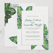 Summer Tropical Leaves Wedding Party Kaart (Voorkant / Achterkant)