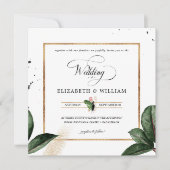 Summer Tropical Leaves Wedding Square Kaart (Voorkant)
