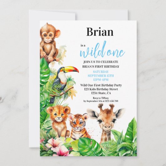 Summer Tropical Oerwoud Safari Wild Een Verjaardag Kaart (Voorkant)