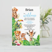 Summer Tropical Oerwoud Safari Wild Een Verjaardag Kaart (Staand voorkant)