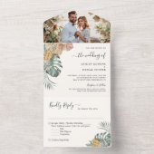 Summer Tropical Palm Leaves Weduwfoto All In One Uitnodiging (Binnen)