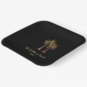 Summer Tropical Palm Trees Pool Party Black Papieren Bordje (Gebogen)