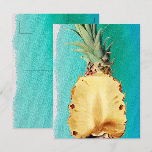 Summer Tropical Pineappelfruit Feestdagenkaart (Voorkant / Achterkant)