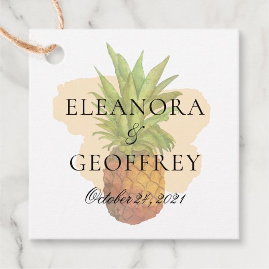 Summer Tropical Pineapple Coastal Wedding Bedankjes Labels (Voorkant)