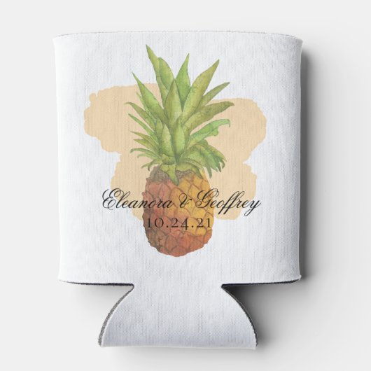 Summer Tropical Pineapple Coastal Wedding Blikjeskoeler (Achterkant)
